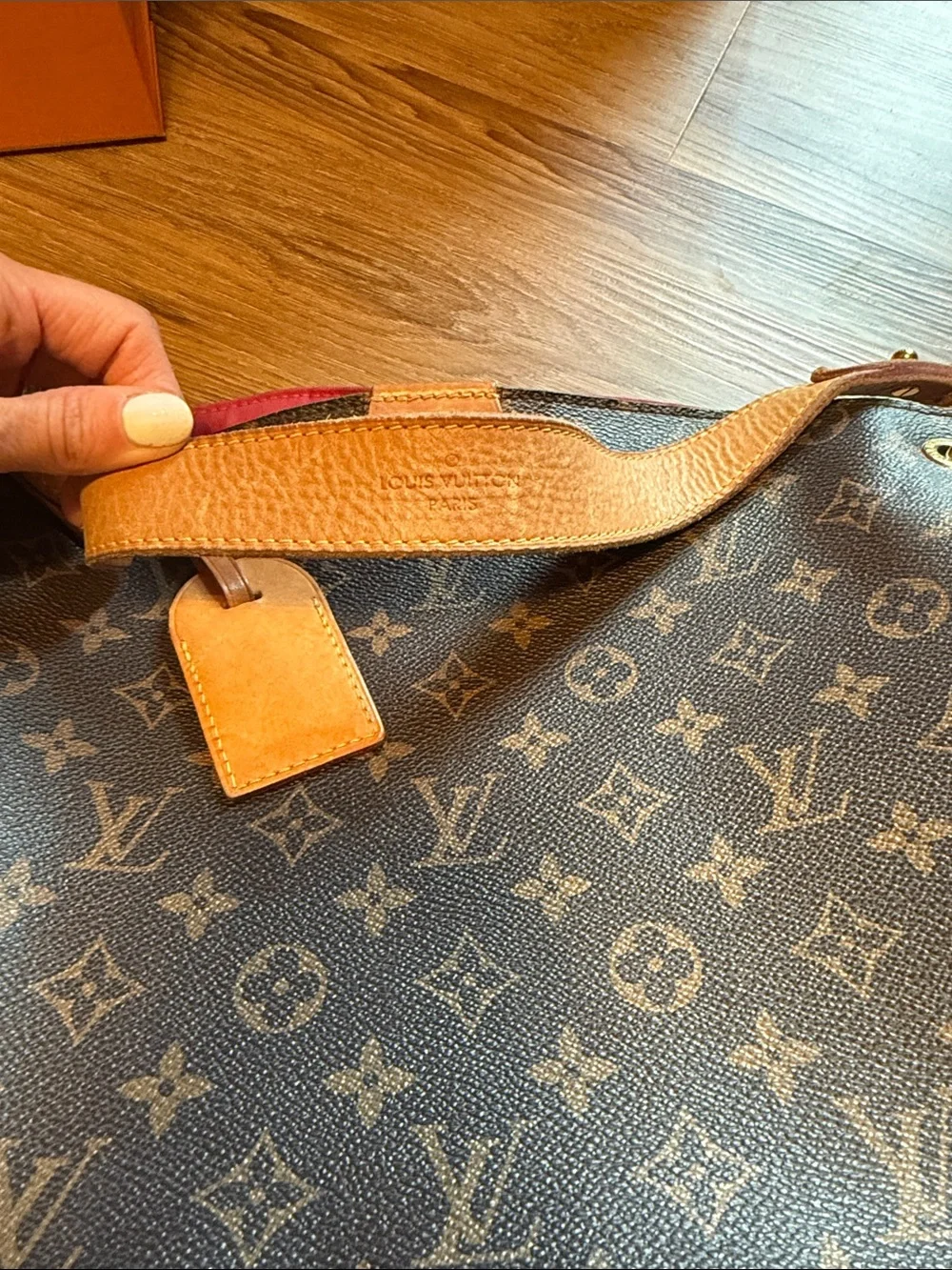 Louis Vuitton Brown Monogram Canvas Shoulder Bag with Tan Trim